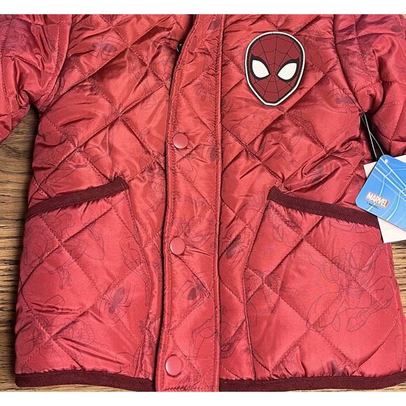 Marvel Spiderman Boys Coat 3T Hoodie Jacket Red Zip Plush Fleece Faux Fur $50 - Picture 9 of 16